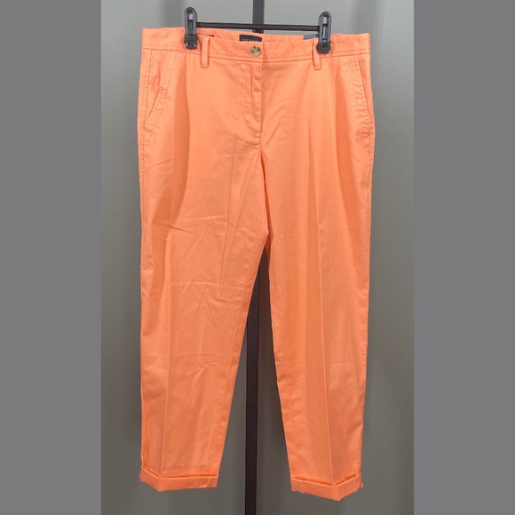 NEW Talbots Pants Womens 8 orange chino straight leg casual classic - Picture 1 of 11